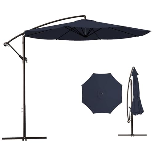 MUCHENGHY 10ft Patio Umbrellas Offset Outdoor Umbrella Cantilever Hanging Umbrellas(Navy Blue)