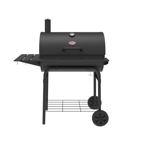 Grill à charbon de bois Char-Griller® Pro Deluxe, bac à cendres EasyDump™, étagères avant et latérales de qualité supérieure avec crochets à ustensiles, 850 pouces carrés de surface de cuisson...