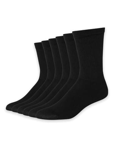 Hanes Red Label Pack de 6 chaussettes coussinées pour hommes, NOIR, États-Unis