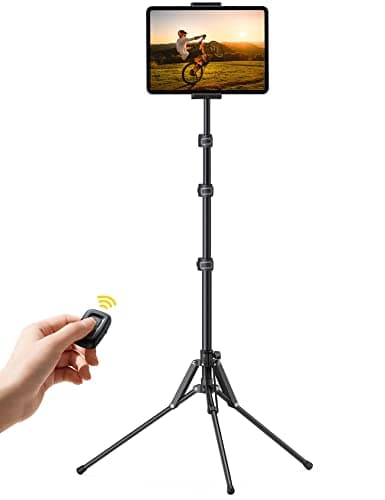 Lamicall Tablet Floor Tripod Stand - 64.9" Tablet Holder Mount with Adjustable Height for Stream/Watching with Bluetooth Remote, for iPad Pro 12.9,...