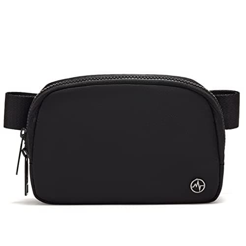 Pander Double Zipper Fanny Pack Nylon Everywhere Belt Bag, Fashion Waist Packs for Women with Adjustable Strap, 1L. (Black)