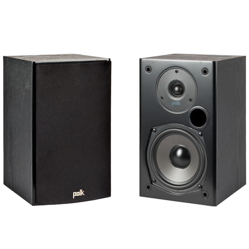 Polk Audio T15 100 Watt Home Theater Bookshelf Speakers – Hi-Res Audio with Deep Bass Response, Dolby and DTS Surround, Wall-Mountable, Pair, Black