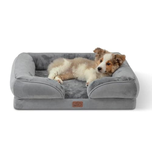 Bedsure Orthopedic Dog Bed Medium Size Dogs - Washable Medium Dog Cat Bed Waterproof, Comfort Pet Couch Sofa with Washable Removable Cover, Pets...