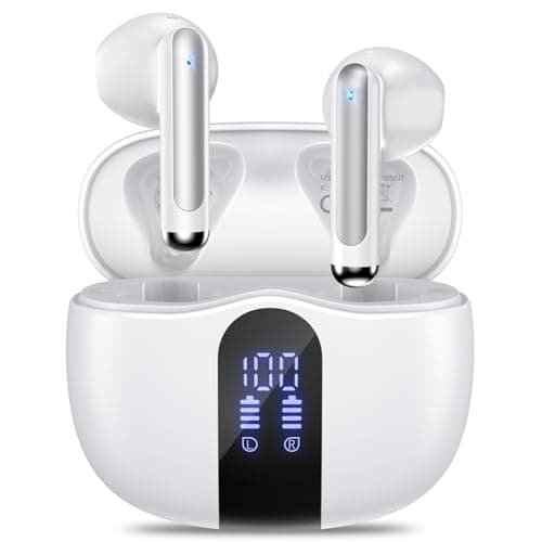 Wireless Earbuds, Bluetooth 5.4 Bass Stereo Headphones with 4 ENC Mic, 50H Playback Ear Buds with Charging Case LED Display,Sport Earphones IPX7...