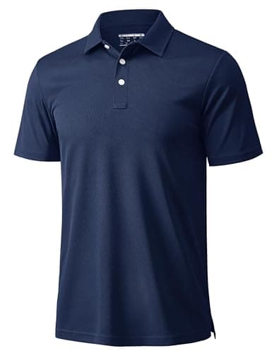 MAGCOMSEN Chemises de golf pour hommes à manches courtes Séchage rapide Évacuation de l'humidité Polo à 3 boutons T-shirt d'entraînement d'été Performance athlétique Marine M