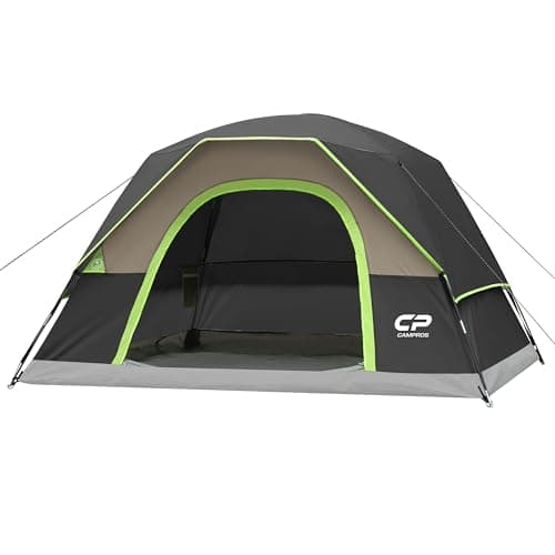 CAMPROS CP Tent 4 Person Camping Tents, Waterproof Dome Tent with Rainfly, Large Mesh Windows, Wider Door, Easy Setup, Portable with Carry Bag