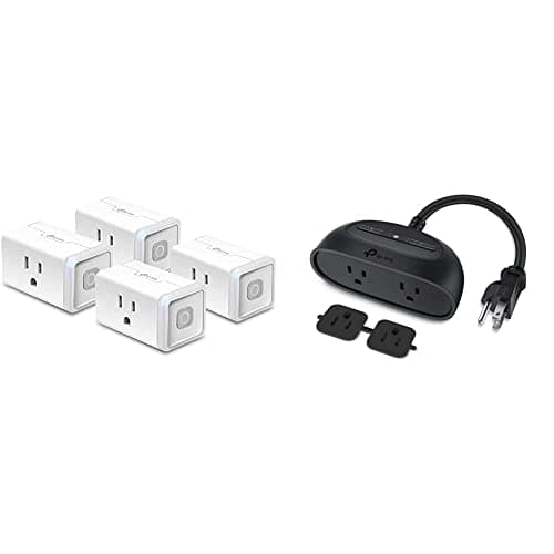 Pack de 4 prises intelligentes Kasa de TP-Link (HS103P4) + prise intelligente extérieure Kasa Smart de TP-Link (KP400) 2 prises