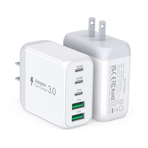 50W USB C Wall Charger Block, 2Pack C Charger Fast Charging Block Dual PD Power&QC 3.0 Wall Charger Block Multiport Type C Charging Cube Brick for...