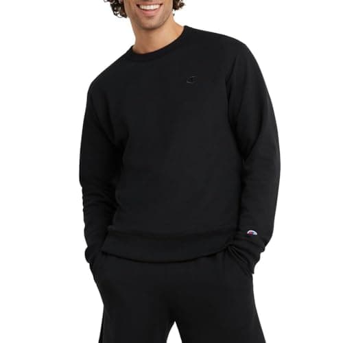 Champion Men's Powerblend Pullover Sweatshirt, Black, Large