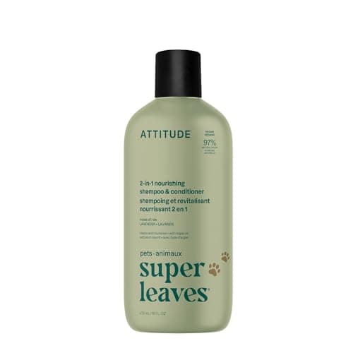 Shampooing et revitalisant nourrissant 2-en-1 ATTITUDE pour chat et chien, fabriqué au Canada, ingrédients à base de plantes et de minéraux, végétalien et sans cruauté,...