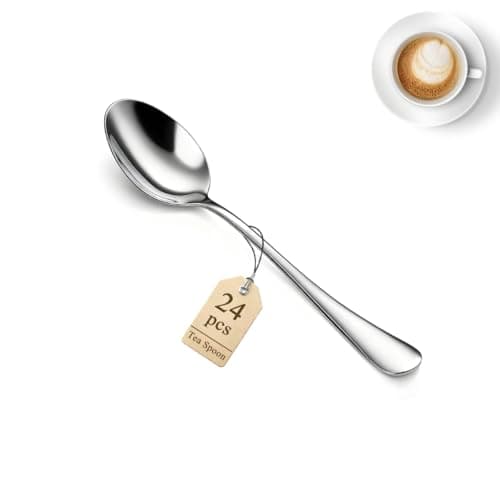 Cuillères à café 24 pièces 14 cm, Berglander Mini cuillères en acier inoxydable pour café, dessert, glace, couverts en métal pour la maison, la cuisine, le restaurant...