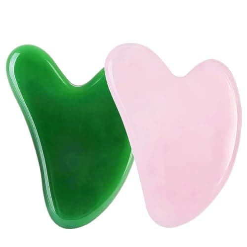 Outils pour le visage Gua Sha, pierre de jade de quartz naturel, massage de grattage Gua Sha, planche de Guasha 2 pièces, pour le visage, les yeux, le cou et le corps, thérapie d'acupuncture SPA...