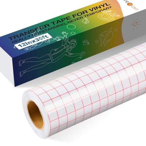 Ruban de transfert HTVRONT pour vinyle - 12" x 30 pieds avec grille d'alignement rouge Ruban de transfert en vinyle Papier de transfert à adhérence moyenne pour Cricut Cameo Auto-adhésif...