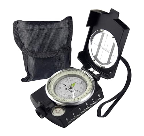 AOFAR Boussole militaire AF-4580 Lensatic Sighting, étanche et résistante aux secousses avec mesureur de carte, calculateur de distance, pochette pour camping, randonnée