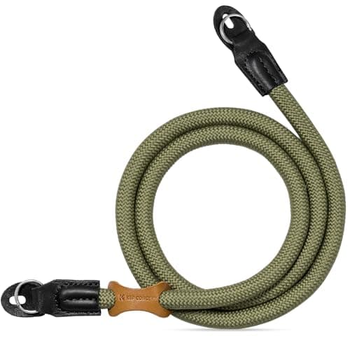 K&F Concept Sangle d'appareil photo, bandoulière de cou d'appareil photo, corde d'escalade en nylon de 100 cm, accessoires d'appareil photo pour interface à trou rond DSLR SLR sans miroir, vert