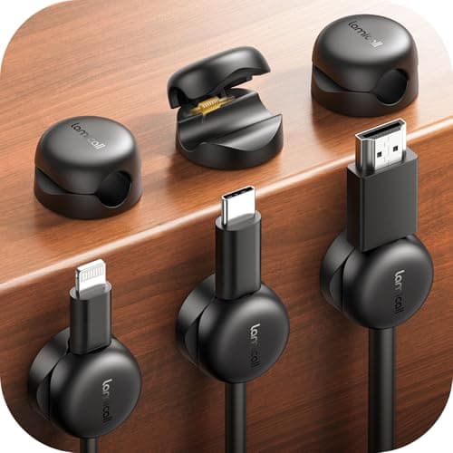 Lamicall Spring Cable Clips Holder, Compact Inconspicuous Cord Organizer, 6Pack [1s Lock] Desk Cable Management Clips, Nightstand Phone Charging...