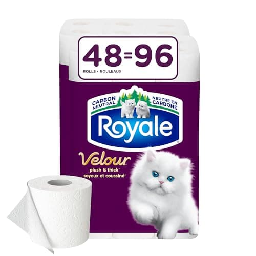 Papier toilette Royale Velour, 48 rouleaux équivalents à 96, 142 papiers hygiéniques par rouleau