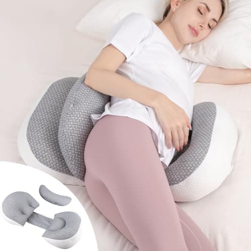 Chilling Home 3-in-1 Maternity Pillow for Pregnant Women with Extra Filling Bag, Pregnancy Pillows for Sleeping, Soft Pregnancy Body Pillow,...