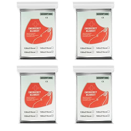 Paquet de 4 couvertures d'urgence de camping, couverture thermique de survie 210 * 160 cm, couverture d'urgence portable en aluminium pour garder la température corporelle au chaud, premiers secours...