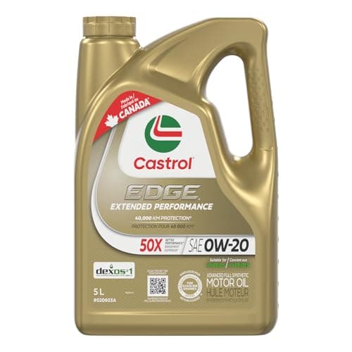 Huile moteur entièrement synthétique avancée Castrol Edge Extended Performance 0W-20, 5 litres - Fabriquée au Canada