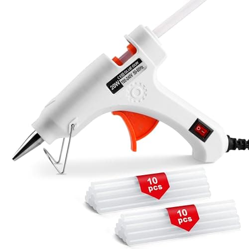 Pistolet à colle chaude Mini pistolet à colle 20W Pistolet à colle blanche et bâtons Ensemble Kit de pistolet à colle chaude Bâtons de pistolet à colle pour pistolet à colle Petit pistolet à colle chaude avec bâtons de colle pour...