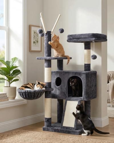 Tour d'arbre à chat Hey-brother, griffoirs avec jouets amovibles, condo confortable, plateforme, hamac, planche à gratter en sisal et balle pour chatons d'intérieur,...