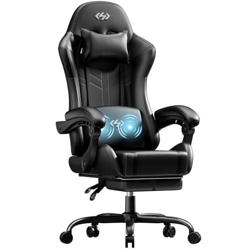 Chaise de jeu HLDIRECT, chaise de jeu vidéo avec coussin à ressorts ensachés, chaise d'ordinateur ergonomique pour adultes avec appui-tête et support lombaire de massage,...