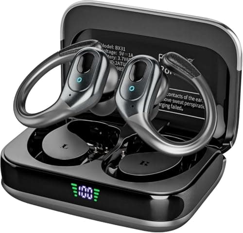 Écouteurs sans fil Bluetooth 5.4, écouteurs à réduction de bruit avec 75 heures de lecture, affichage de l'alimentation LED, écouteurs étanches IPX7 sur l'oreille...