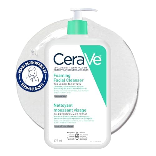 CeraVe Foaming Face Wash, Gentle Face Cleanser for Men & Women with Hyaluronic Acid, Niacinamide, Ceramides. Makeup Remover for oily skin,...