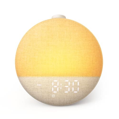Réveil Dreamegg Sunrise - Machine sonore avec 29 sons apaisants, mode favori, affichage de l'heure à intensité variable, lumières 10 couleurs, répétition, bruit blanc...