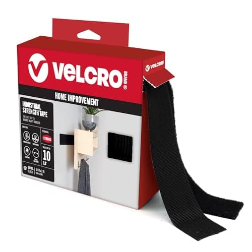 Marque VELCRO - Force industrielle | Utilisation intérieure et extérieure | Puissance de maintien supérieure sur les surfaces lisses | Taille 10 pieds x 2 pouces | Ruban adhésif, noir