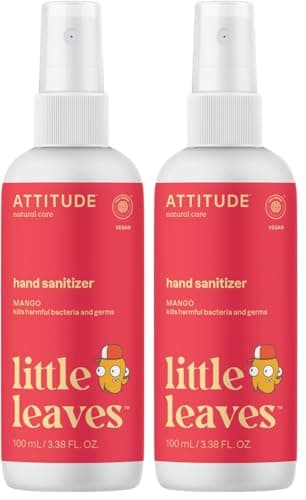 Spray désinfectant pour les mains ATTITUDE pour enfants et adultes, fabriqué au Canada, vérifié EWG, format voyage, testé dermatologiquement, à base de plantes et de minéraux,...
