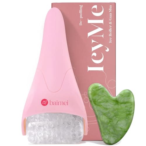 BAIMEI Ice Roller et Gua Sha pour le visage et les yeux, cadeaux d'autosoins pour femmes Le rouleau froid pour le visage réduit les poches et les tiraillements...