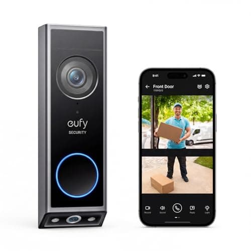 Sonnette vidéo de sécurité eufy E340 (alimentée par batterie), deux caméras avec protection de livraison, 2K Full HD et vision nocturne couleur...