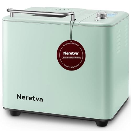 Neretva Bread Maker, 20-in-1 2LB Bread Machine Dual Heater & Nonstick Ceramic Pan Bread Makers Machine All Metal Compact for Gluten Free/Dough...