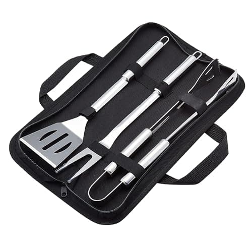 Amazon Basics Ensemble d'ustensiles de barbecue 4 pièces en acier inoxydable avec sac de transport