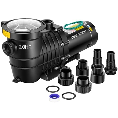 VIVOHOME Pompe de piscine double tension 2,0 HP 6800 GPH, auto-amorçante, économie d'énergie, entrée 3,8 cm et 5,1 cm avec panier de crépine pour piscines intérieures/hors sol