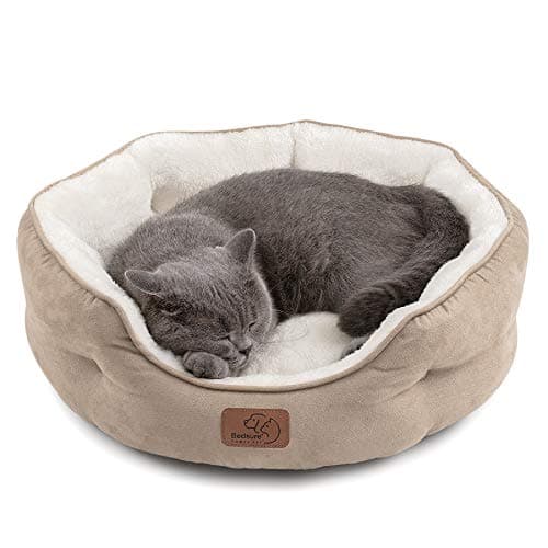 Lit pour petit chien Bedsure pour petits chiens lavable - Lits ronds pour chats pour chats d'intérieur, lit rond pour animaux de compagnie pour chiot et chaton avec fond antidérapant,...