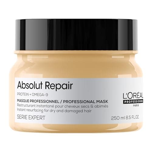 L'Oreal Professionnel Hydrating Hair Mask, For Dry, Damaged Hair, With Omega-9 & Protein, Absolut Repair Mask, Repairing and Strengthening...