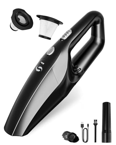 Aspirateur à main SERVOMASTER Aspirateur de voiture puissant sans fil Portable Mini rechargeable avec forte aspiration et filtre HEPA supplémentaire pour poils d'animaux...