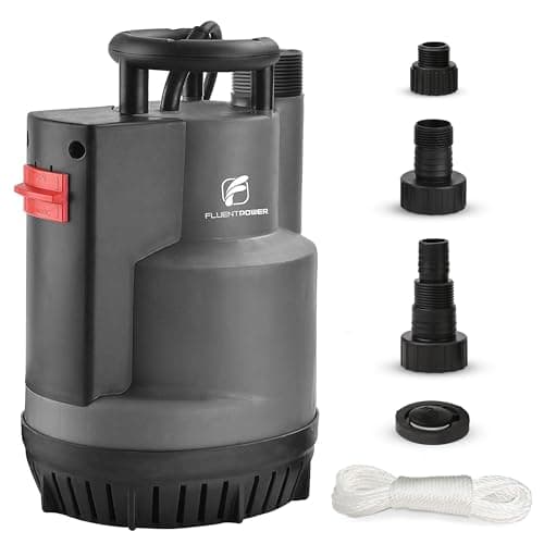 FLUENTPOWER 3/4HP Submersible Sump Pump 3300GPH Utility Water Pump, Auto/Manual Control by Integrated Float Switch with 16.4 Ft Cord for Pool Tub...