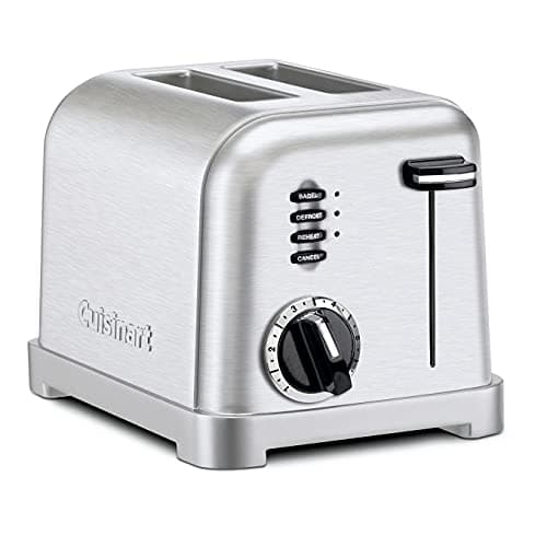 Cuisinart Grille-pain classique à 2 tranches en métal, 6 réglages, acier inoxydable brossé (CPT-160C)