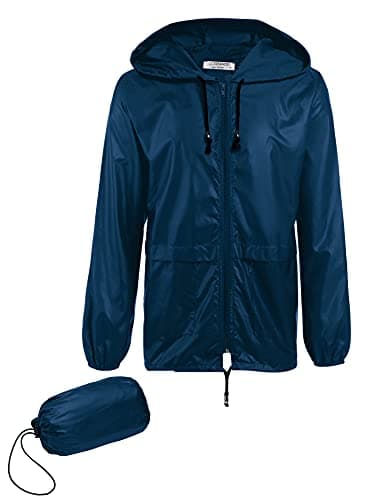 COOFANDY Mens Waterproof Raincoat Lightweight Rain Jacket Hooded Windbreaker