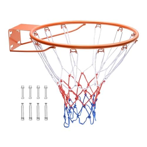 Jante de basket-ball VEVOR, cerceau de basket-ball monté sur porte murale, remplacement de but de jante flexible de basket-ball Q235 robuste avec filet, standard 18" intérieur et...