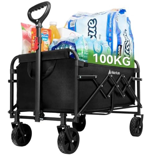 Chariot de chariot Hikenture pliable, chariot pliant utilitaire robuste, chariot d'épicerie portable ultra-compact avec roues tout terrain, chariot pliable pour...