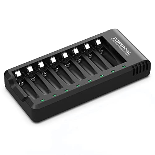 POWEROWL 8 Bay AA AAA Battery Charger for Ni-MH Rechargeable Batteries (No Adapter)