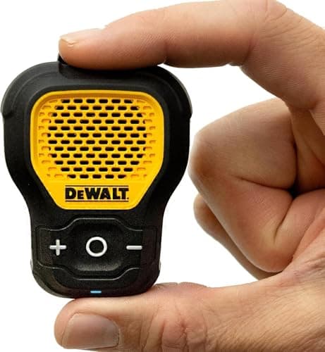 DEWALT Wearable Bluetooth Portable Speaker — Magnetic Clip-On Wireless Bluetooth Speaker — Jobsite Pro Water-Resistant Portable Speaker — Built-in...