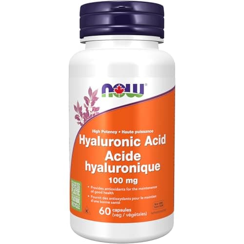 NOW Supplements, acide hyaluronique 100 mg, double concentration avec L-Proline, acide alpha-lipoïque et extrait de pépins de raisin, 60 capsules végétales