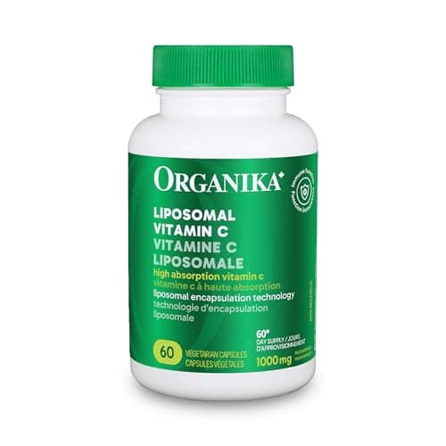 Organika Canadian-Made Liposomal Vitamin C 500mg- High Absoprtion for Superior Bioavailability, Immunity- 60vcaps