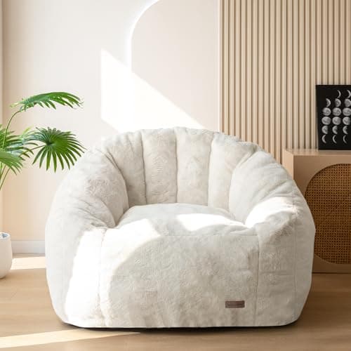 Fauteuil poire géant MAXYOYO, canapé pouf surdimensionné en forme de coquille pour adultes et enfants, grand canapé en fausse fourrure avec rembourrage haute densité, rembourrage...
